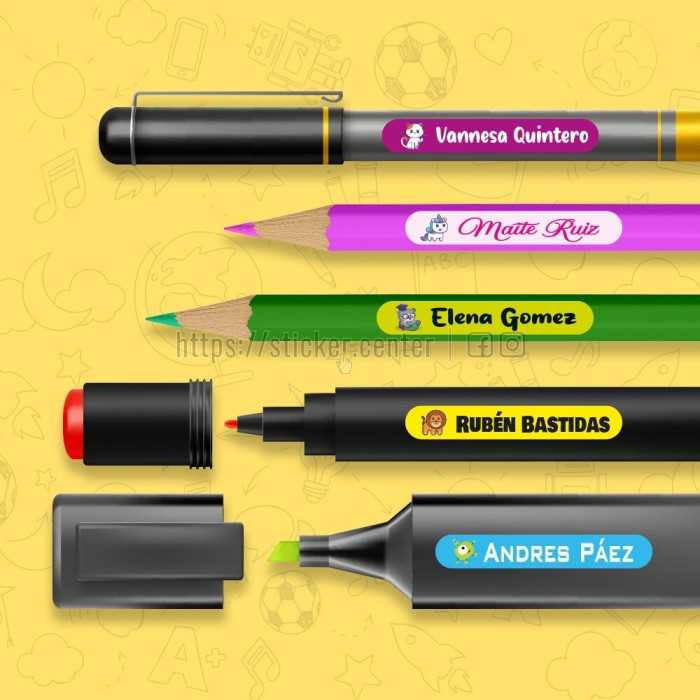 ▷ Etiquetas Adhesivas para Lápices 【Personalizadas con Nombre】